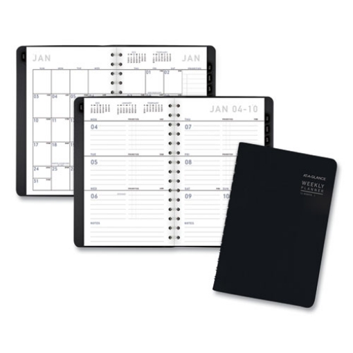 Picture of Contemporary Weekly/monthly Planner, Open-Block Format, 8.5 X 5.5, Black Cover, 12-Month (jan To Dec): 2022