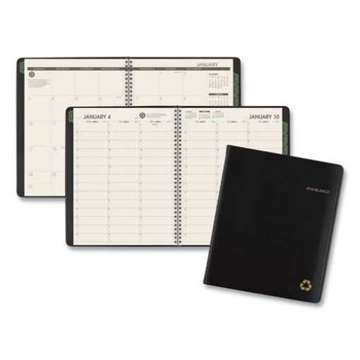 Picture of Recycled Weekly Vertical-Column Format Appointment Book, 8.75 x 7, Black Cover, 12-Month (Jan to Dec): 2024