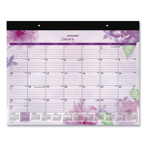 Picture of Beautiful Day Desk Pad Calendar, Floral Artwork, 21.75 x 17, Assorted Color Sheets, Black Binding, 12-Month (Jan-Dec): 2024