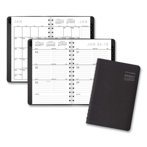 Picture of Contemporary Weekly/Monthly Planner, Open-Block Format, 8.5 x 5.5, Graphite Cover, 12-Month (Jan to Dec): 2024