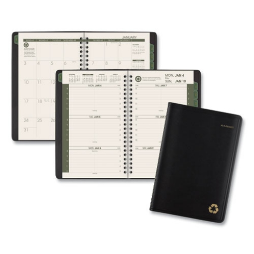 Picture of Recycled Weekly Block Format Appointment Book, 8.5 x 5.5, Black Cover, 12-Month (Jan to Dec): 2024