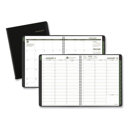 Picture of Recycled Weekly Vertical-Column Format Appointment Book, 11 x 8.25, Black Cover, 12-Month (Jan to Dec): 2024