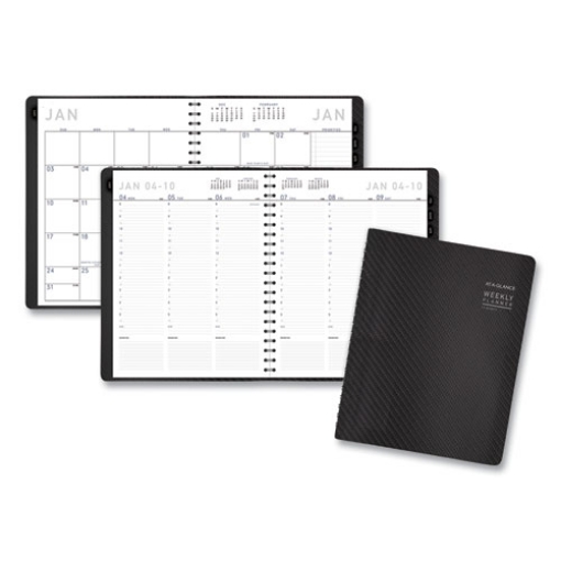 Picture of Contemporary Weekly/Monthly Planner, Vertical-Column Format, 11 x 8.25, Graphite Cover, 12-Month (Jan to Dec): 2024