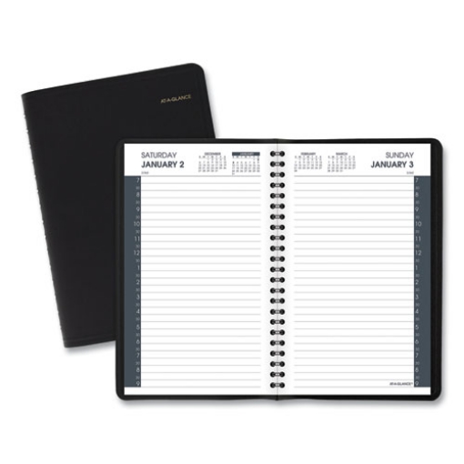 Picture of Daily Appointment Book with 30-Minute Appointments, 8 x 5, Black Cover, 12-Month (Jan to Dec): 2024