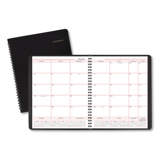 Picture of Monthly Planner in Business Week Format, 10 x 8, Black Cover, 12-Month (Jan to Dec): 2024