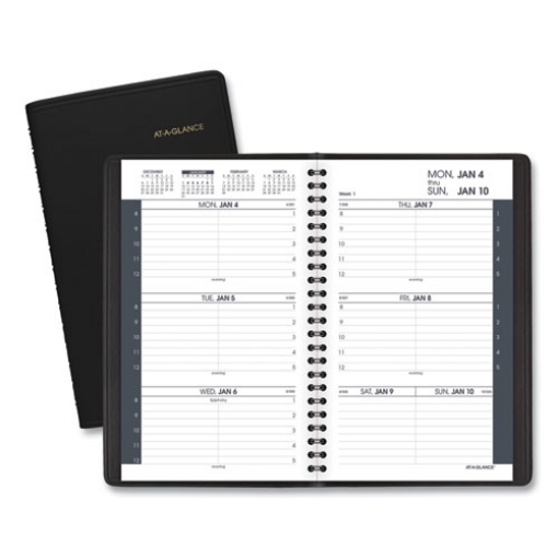 Picture of Weekly Block Format Appointment Book Ruled for Hourly Appointments, 8 x 5, Black Cover, 12-Month (Jan to Dec): 2024
