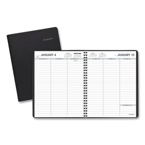 Picture of Weekly Planner Ruled for Open Scheduling, 8.75 x 6.75, Black Cover, 12-Month (Jan to Dec): 2024