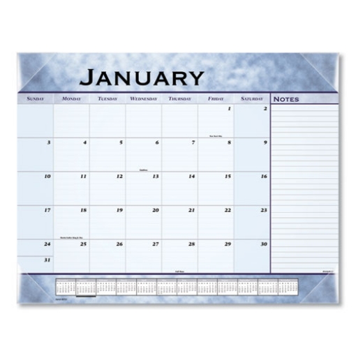 Picture of Slate Blue Desk Pad, 22 x 17, Blue Sheets, Clear Corners, 12-Month (Jan to Dec): 2024