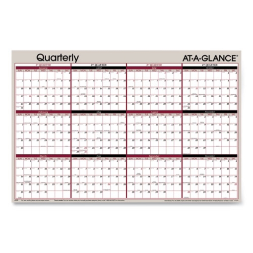 Picture of Vertical/Horizontal Erasable Quarterly/Monthly Wall Planner, 24 x 36, White/Black/Red Sheets, 12-Month (Jan to Dec): 2023