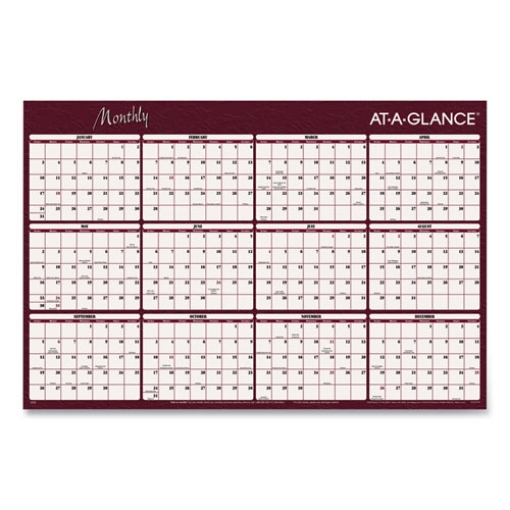 Picture of Reversible Horizontal Erasable Wall Planner, 48 x 32, Assorted Sheet Colors, 12-Month (Jan to Dec): 2024