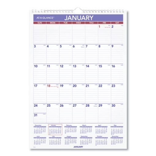 Picture of Monthly Wall Calendar with Ruled Daily Blocks, 12 x 17, White Sheets, 12-Month (Jan to Dec): 2024