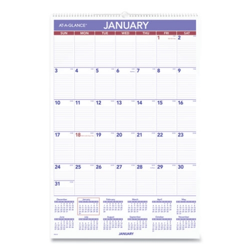 Picture of Monthly Wall Calendar with Ruled Daily Blocks, 20 x 30, White Sheets, 12-Month (Jan to Dec): 2024