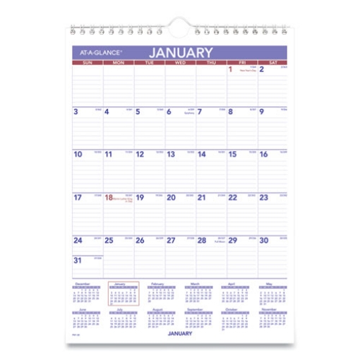 Picture of Monthly Wall Calendar with Ruled Daily Blocks, 8 x 11, White Sheets, 12-Month (Jan to Dec): 2024