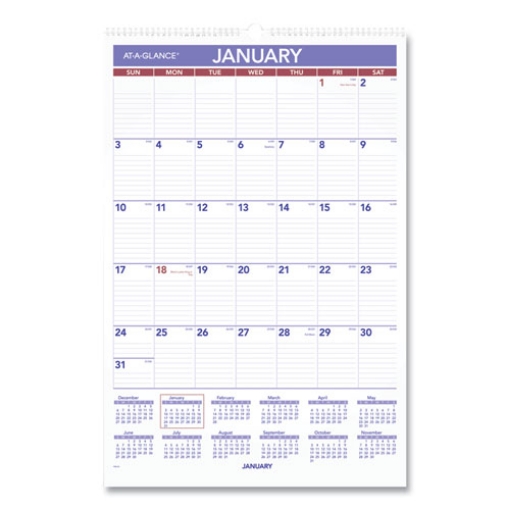 Picture of Monthly Wall Calendar with Ruled Daily Blocks, 15.5 x 22.75, White Sheets, 12-Month (Jan to Dec): 2024