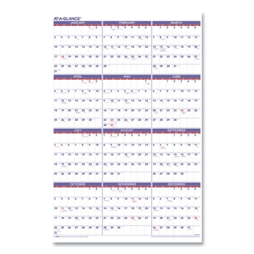 Picture of Yearly Wall Calendar, 24 x 36, White Sheets, 12-Month (Jan to Dec): 2024