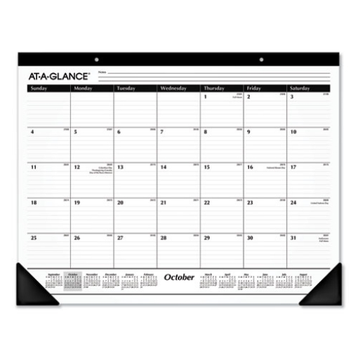 Picture of Academic Year Ruled Desk Pad, 21.75 x 17, White Sheets, Black Binding, Black Corners, 16-Month (Sept to Dec): 2023 to 2024