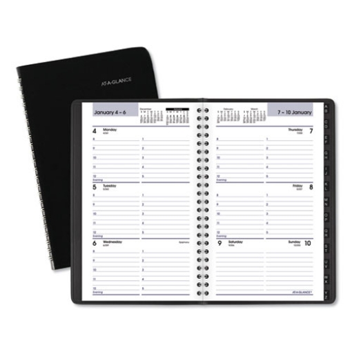 Picture of DayMinder Block Format Weekly Appointment Book, Tabbed Telephone/Add Section, 8.5 x 5.5, Black, 12-Month (Jan to Dec): 2024