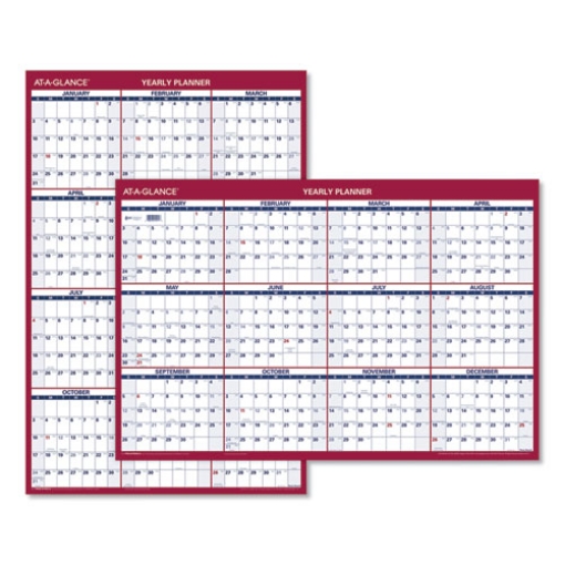 Picture of Erasable Vertical/Horizontal Wall Planner, 24 x 36, White/Blue/Red Sheets, 12-Month (Jan to Dec): 2024