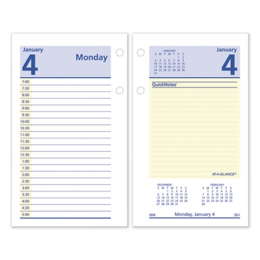Picture of QuickNotes Desk Calendar Refill, 3.5 x 6, White/Yellow/Blue Sheets, 12-Month (Jan to Dec): 2024