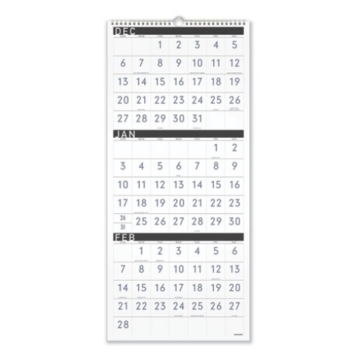 Picture of Three-Month Reference Wall Calendar, Contemporary Artwork/Formatting, 12 x 27, White Sheets, 15-Month (Dec-Feb): 2023 to 2025