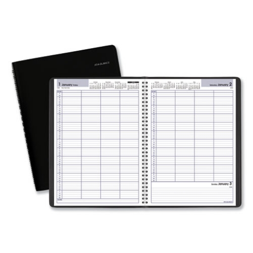 Picture of DayMinder Four-Person Group Daily Appointment Book, 11 x 8, Black Cover, 12-Month (Jan to Dec): 2024