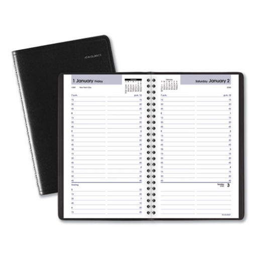 Picture of DayMinder Daily Appointment Book, 8.5 x 5.5, Black Cover, 12-Month (Jan to Dec): 2024