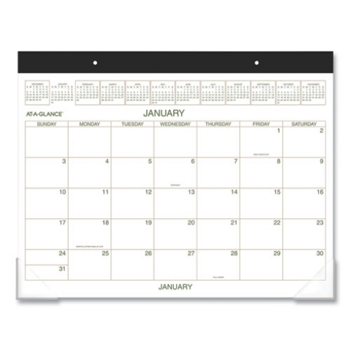 Picture of Two-Color Desk Pad, 22 x 17, White Sheets, Black Binding, Clear Corners, 12-Month (Jan to Dec): 2024