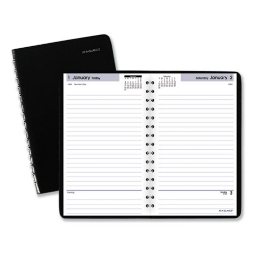 Picture of DayMinder Daily Appointment Book, 8 x 5, Black Cover, 12-Month (Jan to Dec): 2024