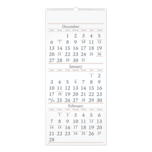 Picture of Three-Month Reference Wall Calendar, 12 x 27, White Sheets, 15-Month (Dec to Feb): 2023 to 2025