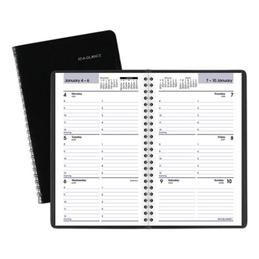 Picture of DayMinder Block Format Weekly Appointment Book, 8.5 x 5.5, Black Cover, 12-Month (Jan to Dec): 2024