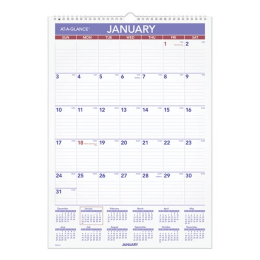 Picture of Erasable Wall Calendar, 12 x 17, White Sheets, 12-Month (Jan to Dec): 2024