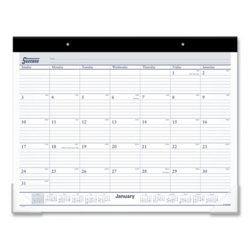 Picture of Desk Pad, 21.75 x 17, White Sheets, Black Binding, Clear Corners, 12-Month (Jan to Dec): 2024