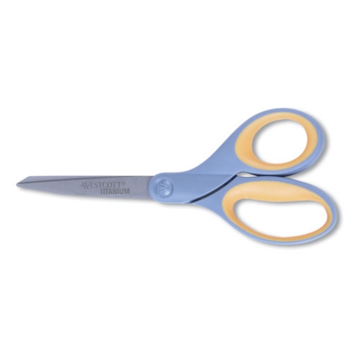 Picture of Titanium Bonded Scissors, 8" Long, 3.5" Cut Length, Gray/yellow Straight Handle