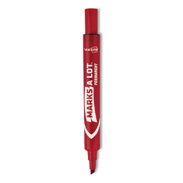 Picture of Marks A Lot Regular Desk-Style Permanent Marker, Broad Chisel Tip, Red, Dozen (7887)