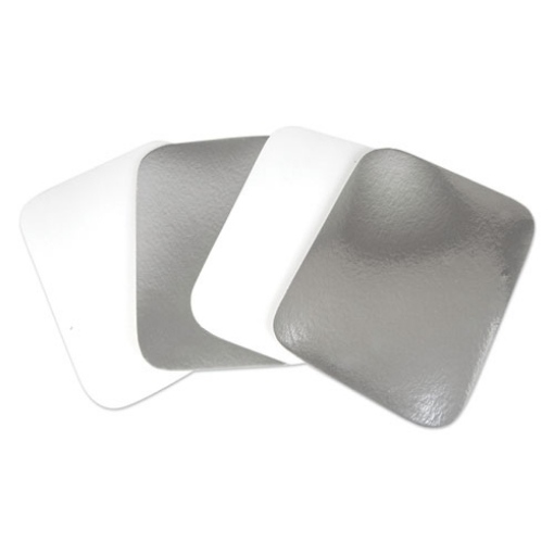 Picture of Flat Board Lids for 3 Compartment MOW Foil Container, Silver, Paper, 500/Carton