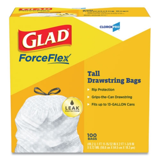 Picture of Tall Kitchen Drawstring Trash Bags, 13 Gal, 0.72 Mil, 24" X 27.38", Gray, 100/box