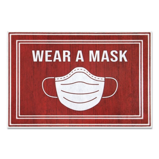 Picture of Message Floor Mats, 24 X 36, Red/white, "wear A Mask"
