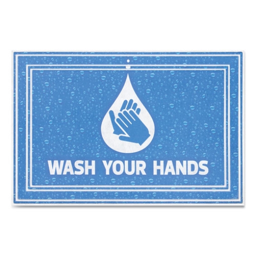 Picture of Message Floor Mats, 24 X 36, Blue, "wash Your Hands"