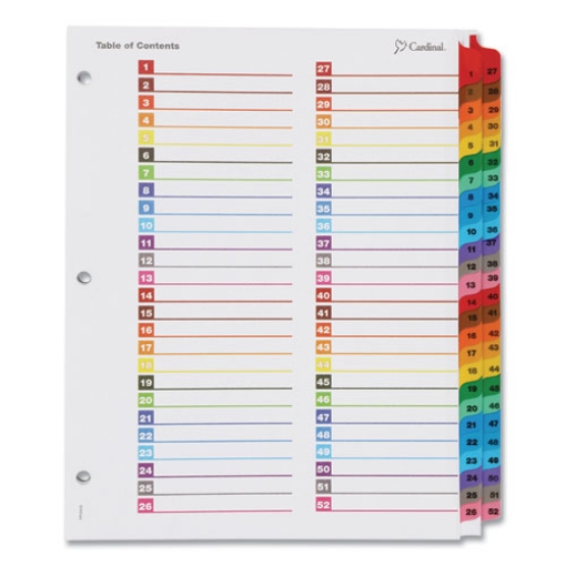 Picture of Onestep Printable Table Of Contents And Dividers - Double Column, 52-Tab, 1 To 52, 11 X 8.5, White, 1 Set