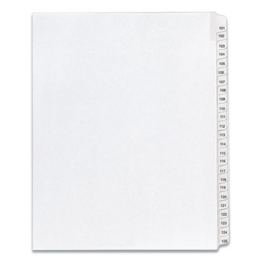 Picture of Preprinted Legal Exhibit Side Tab Index Dividers, Allstate Style, 25-Tab, 101 To 125, 11 X 8.5, White, 1 Set, (1705)