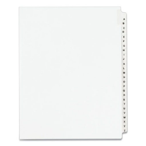 Picture of Preprinted Legal Exhibit Side Tab Index Dividers, Avery Style, 26-Tab, A To Z, 11 X 8.5, White, 1 Set, (1400)