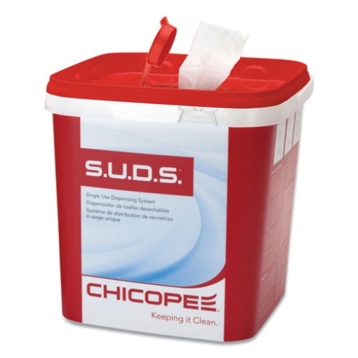 Picture of S.u.d.s Bucket With Lid, 7.5 X 7.5 X 8, Red/white, 3/carton