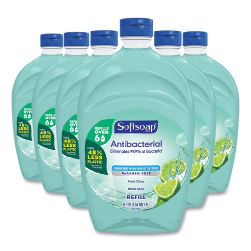 Picture of Antibacterial Liquid Hand Soap Refills, Fresh, 50 Oz, Green, 6/carton