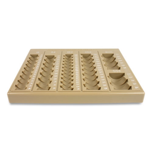 Picture of Plastic Coin Tray, 6 Compartments, Stackable, 7.75 X 10 X 1.5, Tan