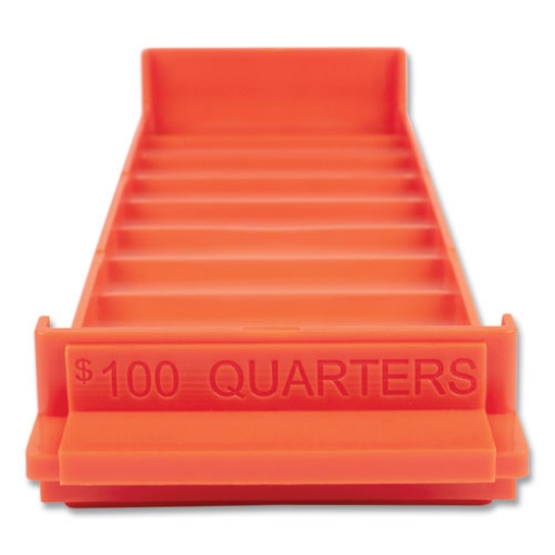 Picture of Stackable Plastic Coin Tray, Quarters, 10 Compartments, Stackable, 3.75 X 11.5 X 1.5, Orange, 2/pack