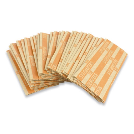 Picture of Flat Tubular Coin Wrap, Quarters, $10.00, Orange, 1,000/box