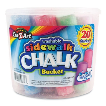 Picture of Washable Sidewalk Jumbo Chalk in Storage Bucket with Lid and Handle, 12.63", 20 Assorted Colors