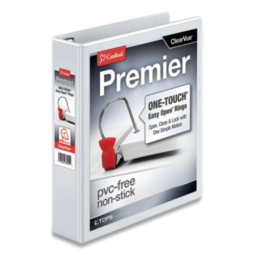 Picture of Premier Easy Open Clearvue Locking Slant-D Ring Binder, 3 Rings, 1.5" Capacity, 11 X 8.5, White