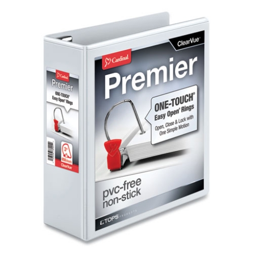 Picture of Premier Easy Open Clearvue Locking Slant-D Ring Binder, 3 Rings, 3" Capacity, 11 X 8.5, White