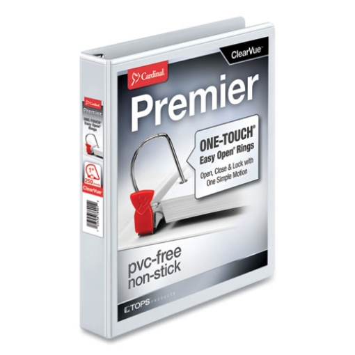 Picture of Premier Easy Open Clearvue Locking Slant-D Ring Binder, 3 Rings, 1" Capacity, 11 X 8.5, White